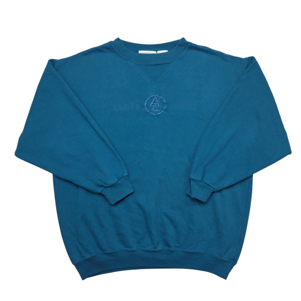 Arizona Jean Co Teal Blue Embroidered Logo Crewneck Sweatshirt XL 18